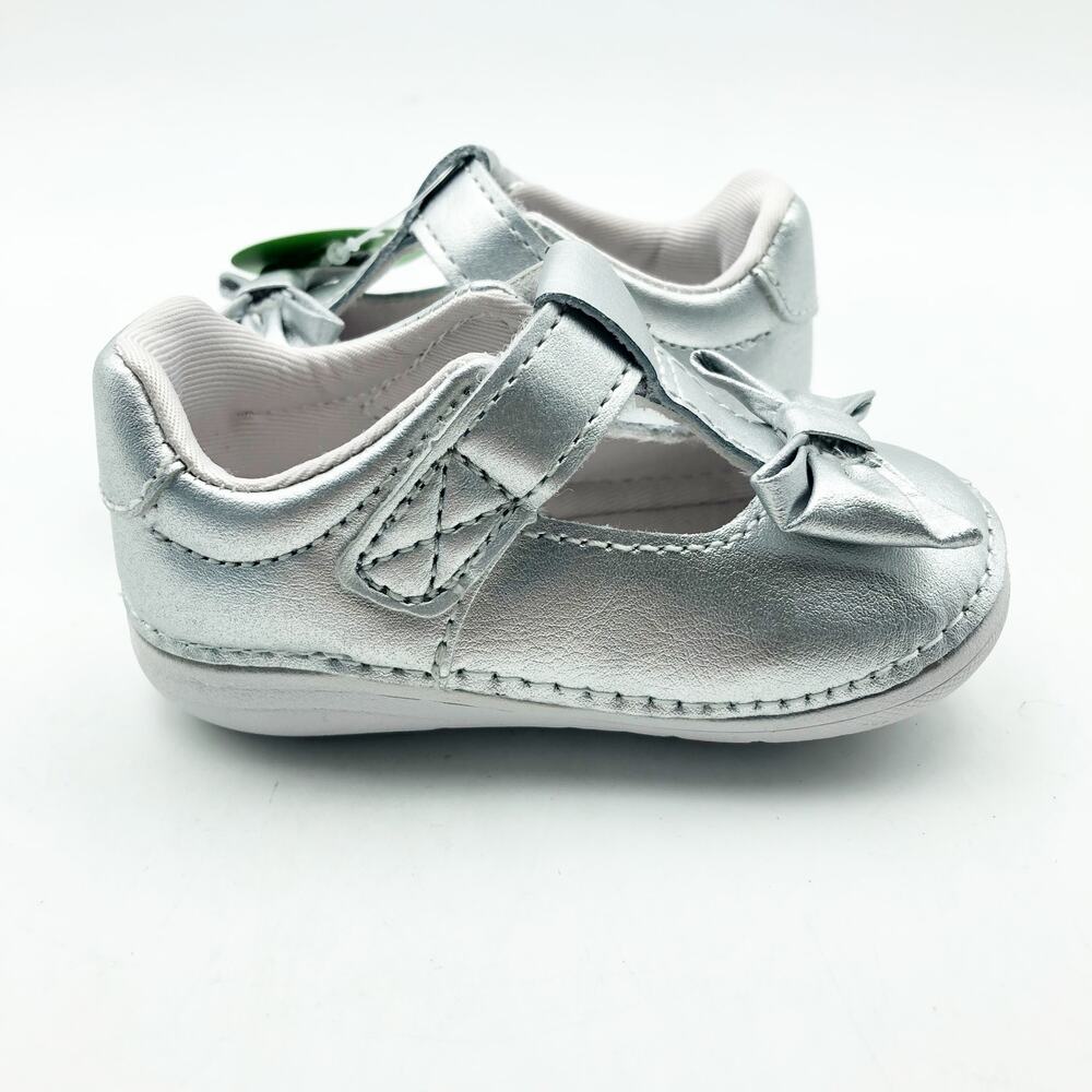 Stride Rite Silver Mary Jane Bow Baby Dress Shoes - Picture 4 of 11